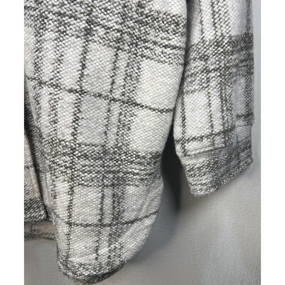 BANANA REPUBLIC Plaid Long Sleeve Shacket wool blend Women's Size XL Oatmeal NWT - Picture 5 of 16
